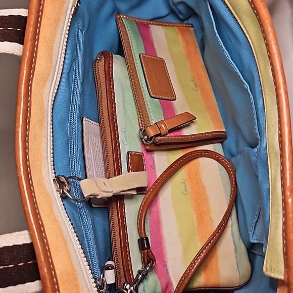 FLASH SALE!!! Authentic Coach 3 piece Watercolor Stripe Vintage Set - Picture 3 of 5
